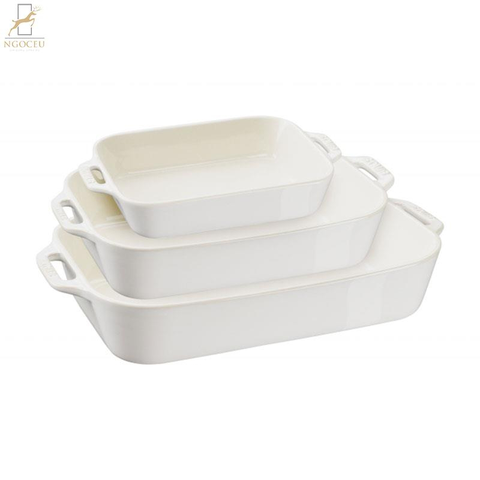 Bộ khay nướng chữ nhật Staub 3 chiếc 40508-174-0 – Màu Trắng