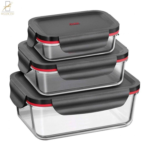 Bộ 3 hộp thủy tinh đựng thực phẩm chuyên dụng Silit Storio