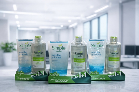 RỬA MẶT SIMPLE CẤP ẨM ( MICELLAR )150ML + NTT 200ML  x 6 BỘ