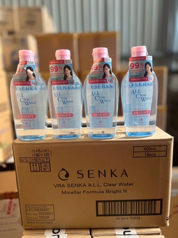 Nước Tẩy Trang Senka White Dưỡng sáng cấp ẩm 400ml x 18 chai ( HỒNG )
