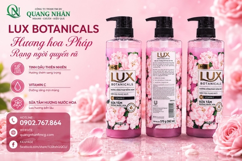 SỮA TẮM LUX BOTANICALS HOA HỒNG PHÁP NỒNG NÀN (HỒNG) 570G x 12 chai