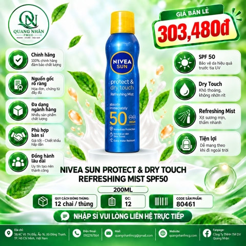 80461 NIVEA XỊT CHỐNG NẮNG SUN PROTECT 200ML X 12 CHAI