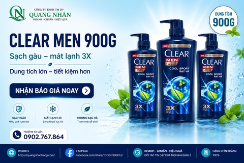 DẦU GỘI CLEAR MEN COOL SPORT BẠC HÀ 880ML x 8 CHAI