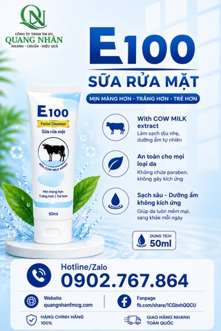 SỮA RỬA MẶT E100 BÒ 50ML X 60 TUÝP