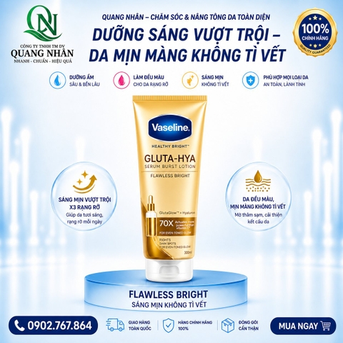 SỮA DƯỠNG THỂ VASELINE FLAWLESS BRIGHT 70X ( TRẮNG ) 300ML x 12 TUÝP