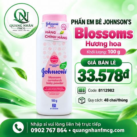 Phấn thơm Blossom hương hoa Johnson & Johnson màu hồng 100g * 48chai/Thùng