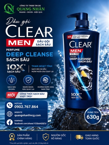 DẦU GỘI CLEAR MEN DEEP CLEANSE SẠCH SÂU 630G x 8 chai