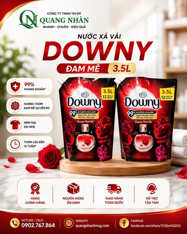 Nước xả vải Downy hương ĐAM MÊ túi 3.5 lít x 4 Túi