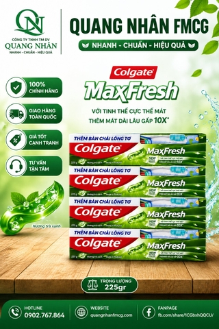 KEM ĐÁNH RĂNG COLGATE MAXFRESH HƯƠNG TRÀ XANH 225G + BCDR) X 36bộ