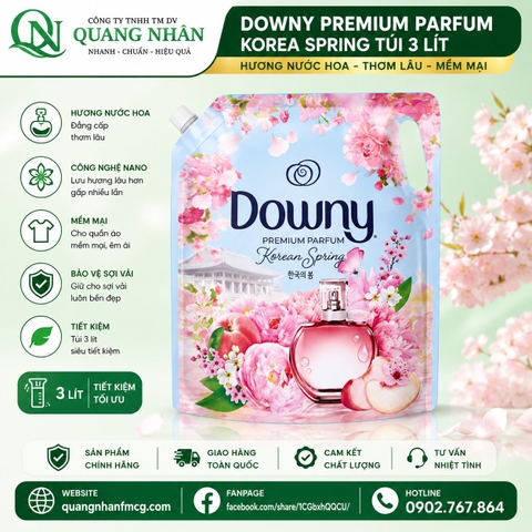 DOWNY PREMIUM PARFUM Korea Spring túi 3 lít x 4 túi