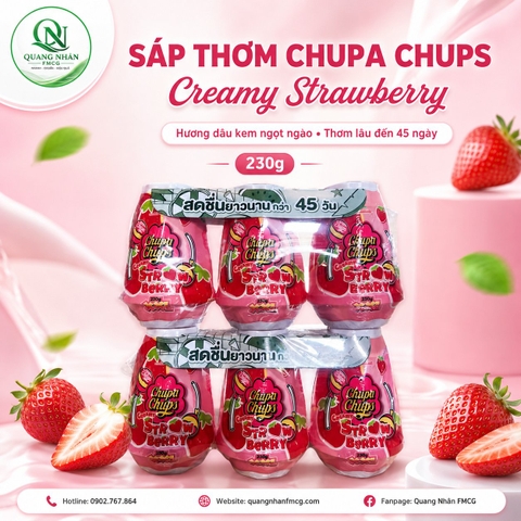 Sáp thơm làm tươi mát không khí Chupa Chups hương dâu 230G hiệu TAKE & CARE x 24 hũ/thùng