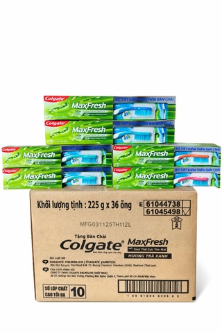 KEM ĐÁNH RĂNG COLGATE MAXFRESH HƯƠNG TRÀ XANH 225G + BCDR) X 36bộ