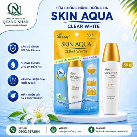 SỮA CHỐNG NẮNG DƯỠNG DA TRẮNG MỊN SKIN AQUA CLEAR WHITE 55G