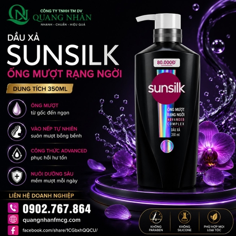 DẦU XẢ SUNSILK ÓNG MƯỢT RẠNG NGỜI 350g X 24 chai