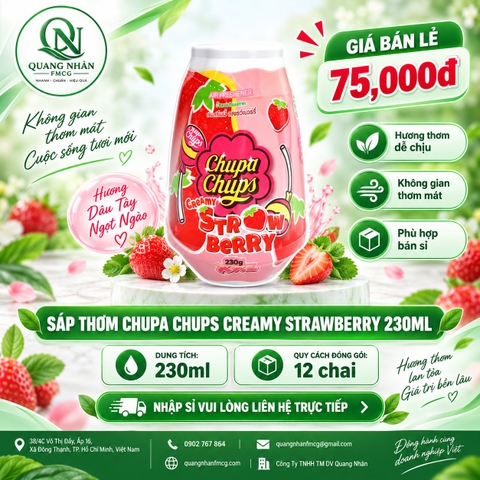 Sáp thơm làm tươi mát không khí Chupa Chups hương dâu 230G hiệu TAKE & CARE x 24 hũ/thùng