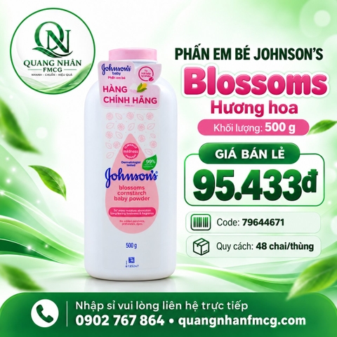 Phấn thơm Blossom hương hoa Johnson & Johnson màu hồng 500g * 24chai/Thùng