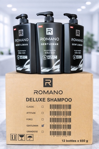 Dầu gội Romano Gentleman 650g ( màu đen )  X 12 CHAI