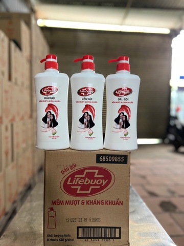 DẦU GỘI LIFEBUOY MỀM MƯỢT KHÁNG KHUẨN 640G x 8 CHAI