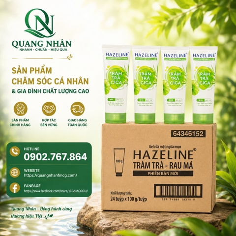 GEL RỬA MẶT HAZELINE MATCHA TRÀM TRÀ 100G X 24 tuýp