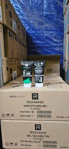 GEL TẠO KIỂU TÓC ROMANO CLASSIC SỐ 6 GIỮ TÓC SIÊU CỨNG 150G (trắng) X 48 TUÝP