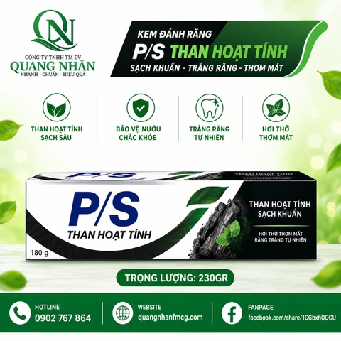 KEM ĐÁNH RĂNG P/S TRẮNG RĂNG THAN HOAT TINH 230G x 36 ống