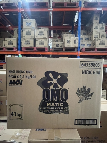 NƯỚC GIẶT OMO MATIC CỬA TRƯỚC HƯƠNG OẢI HƯƠNG KHỬ MÙI THƯ THÁI 4.1KG x 4 TÚI