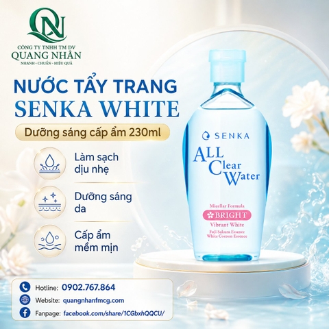 Nước Tẩy Trang Senka White Dưỡng sáng cấp ẩm 230ml x 36 chai ( HỒNG )