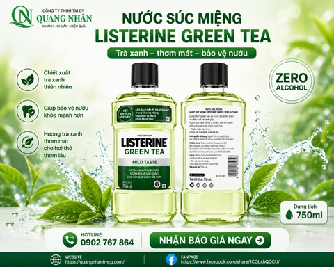 Nước Súc Miệng LISTERINE GREEN TEA CHO RĂNG CHẮC KHỎE HƠN 750ml x 12 chai