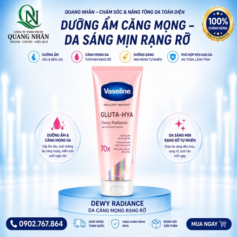 SỮA DƯỠNG THỂ VASELINE DEWY RADIANCE 70X (HỒNG)  300ML X 12 Tuýp