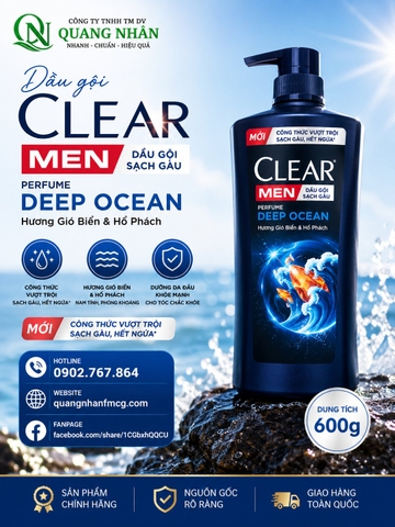 DẦU GỘI CLEAR MEN HƯƠNG GIÓ BIỂN & HỔ PHÁCH 600G x 8 chai