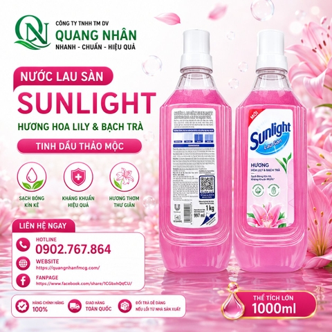 NƯỚC LAU SÀN SUNLIGHT TINH DẦU THẢO MỘC LILY HƯƠNG THẢO RE0121 1KG x 12 chai