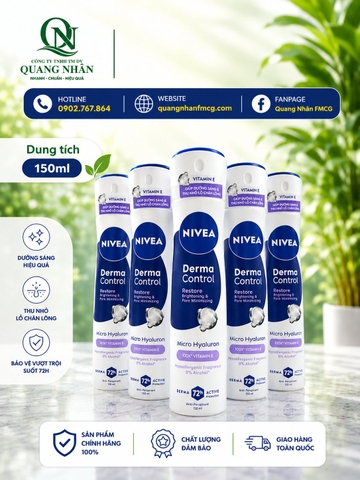 91783 - XỊT NGĂN MÙI NIVEA DƯỠNG SÁNG MỀM MỊN 150ML X 12 CHAI