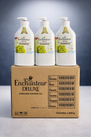 SỮA TẮM ENCHANTEUR NƯỚC HOA DƯỠNG DA Delightful (XANH LÁ) 650G X 12 CHAI