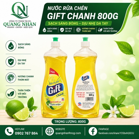 NƯỚC RỬA CHÉN GIFT CHANH 800G X 12 CHAI