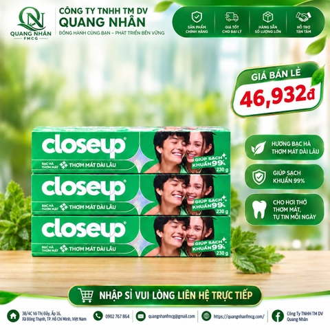 KEM ĐÁNH RĂNG CLOSEUP BẠC HÀ THE MÁT 230G x 36 ỐNG
