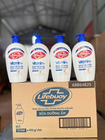 NƯỚC RỬA TAY LIFEBUOY DƯỠNG ẨM 450g x 12 chai