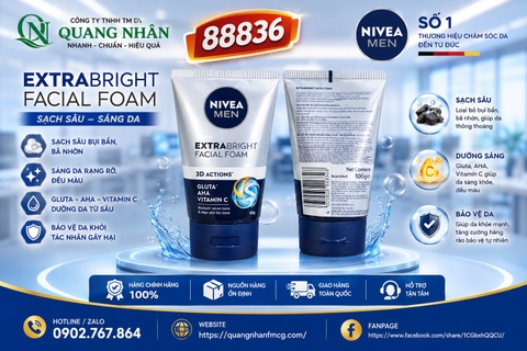 88836 SỮA RỬA MẶT NIVEA NAM EXTRA BRIGHT FOAM 100G x 24 CHAI