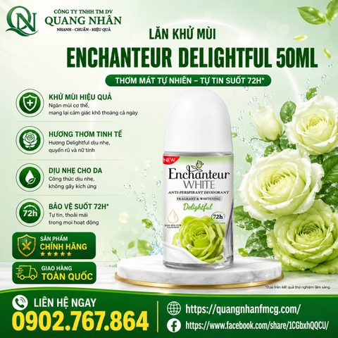 LĂN KHỬ MÙI ENCHANTEUR DELIGHTFUL 50ML x 24 CHAI ( XANH LÁ  )