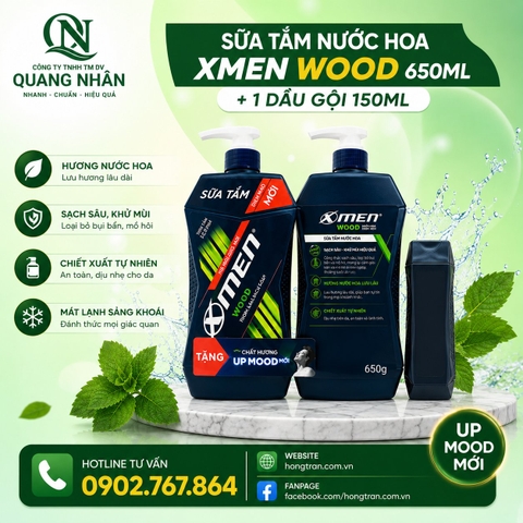 SỮA TẮM NƯỚC HOA XMEN WOOD 650ML+1 DẦU GỘI 150ML x 7 BỘ