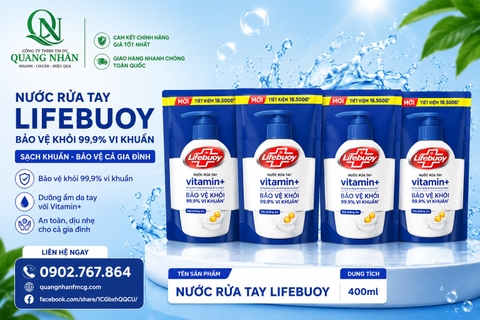 NƯỚC RỬA TAY LIFEBUOY DƯỠNG ẨM 400G x 24 túi