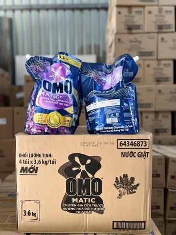 NƯỚC GIẶT OMO MATIC CỬA TRƯỚC HƯƠNG HOA OẢI HƯƠNG THƯ THÁI 3.6KG x 4 túi