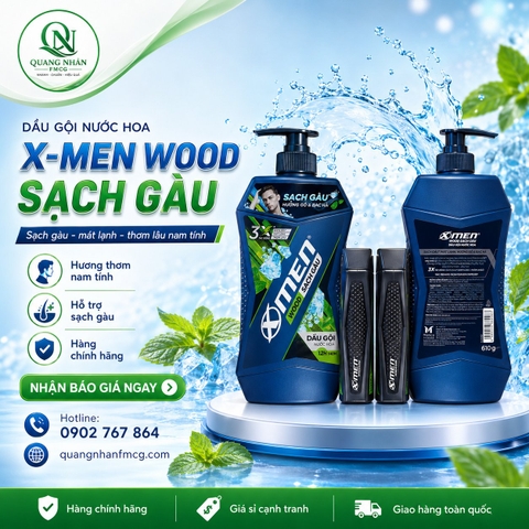 DẦU GỘI NƯỚC HOA XMEN WOOD 650ML +150ml x 12 CHAI