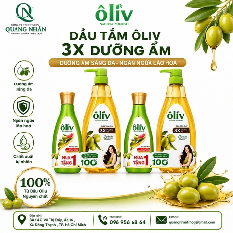 DẦU TẮM ÔLIV 3X DƯỠNG ẨM 650ML+250ml x 12 BỘ/THÙNG