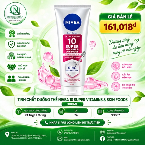93824  Tinh Chất Dưỡng Thể NIVEA 10 Super Vitamins & Skin Foods 300ml X 12 TUÝP