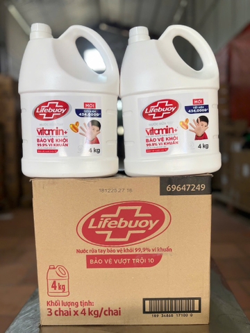 NƯỚC RỬA TAY LIFEBUOY BAC BAO VE 4KG x 3 can