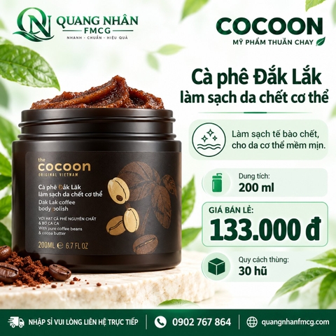 Cà phê Đắk Lắk làm sạch da chết cơ thể cocoon 200ml x 30 hủ