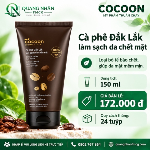 Cà phê Đắk Lắk làm sạch da chết mặt cocoon 150ml x 24 tuýp