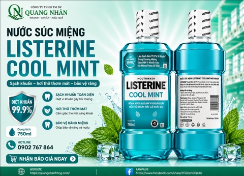 Nước Súc Miệng LISTERINE Coolmint Bạc Hà 750ml x 12 chai