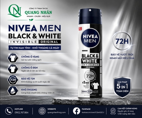 82241 - XỊT NGĂN MÙI NIVEA MEN Ố NAM NGUYÊN BẢN 150ML x 12 chai