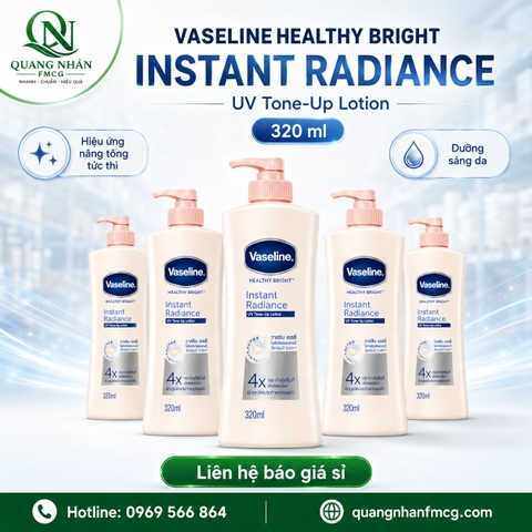 SỮA DƯỠNG THỂ VASELINE INSTAN RADIANCE SÁNG DA TỨC THÌ 4X 320ML X 12 CHAI